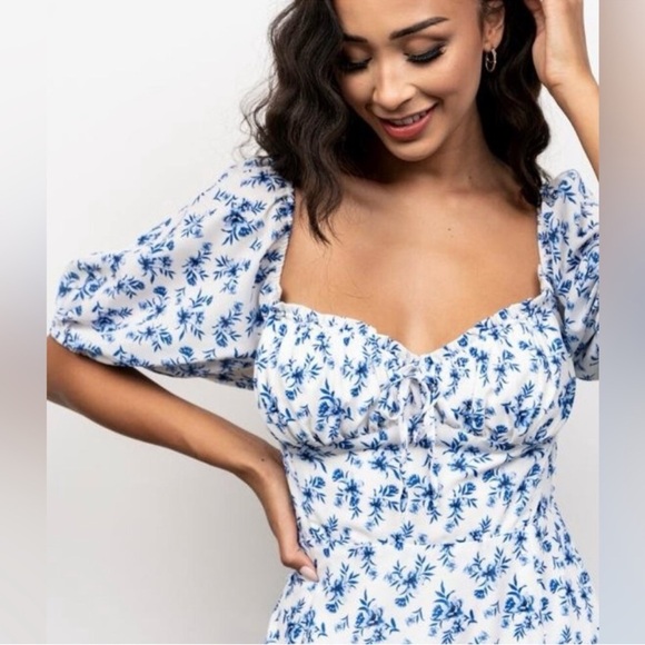 Baltic Born Blue and White Floral Midi Dress - Picture 4 of 5